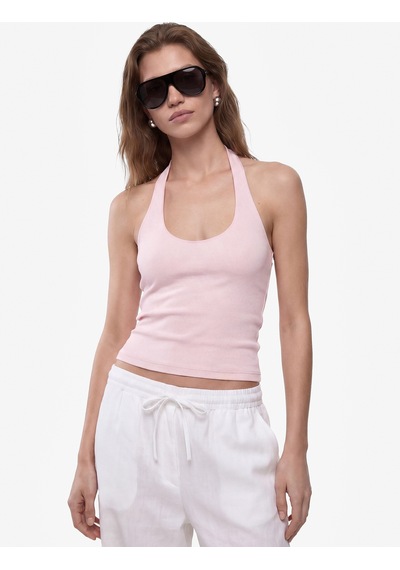 Koton Pamuklu Ribanalı Slim Fit Sırt Dekolteli U Yaka Bluz Pembe 6sak10338ek Gül