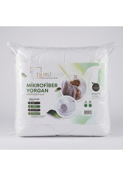 Lexroo Çift Kişilik Mikrofiber Yorgan Ekstra Yumuşak Boncuk Elyaf Beyaz