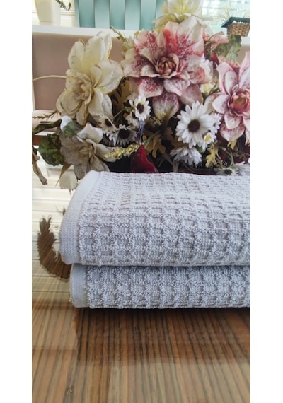 2.li Gri Set Dekoratif %100 Pamuk 50x75cm. El Ve Yüz Havlusu ,mutfak Havlusu, Temizlik Bezi