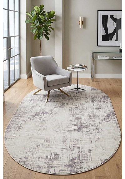 Sofistike Desen Raymond Akrilik Makine Oval Halı Ra09 Gri
