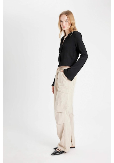 Defacto Coool Paraşüt Poplin Pantolon Basic Düz Cepli Beli Lastikli A6266AX24AUBG191 Bej