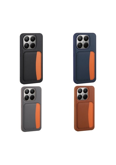 Xiaomi 15t Kılıf Kartlıklı Kamera Yükseltili Silikon Celikaksesuar Kahverengi