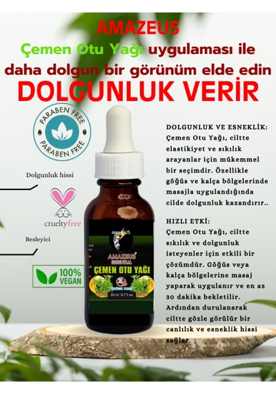 Amazeus Çemen Otu Yağı %100 Saf Ve Doğal Besleyici Etki 20 Ml / 0.7 Fl Oz