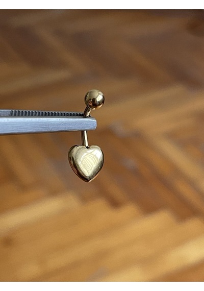 Cerrahi Çelik Piercing Kalpli Piercing Kalpli Göbek Piercingi Mavi - Gümüş