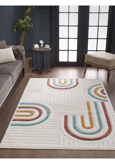 Mariesse Home Elit Bukleli Multi Renkler Yumuşak Peluş Post Shaggy Çocuk Odası Oturma Odası Salon Halısı 0906a Çok Renkli