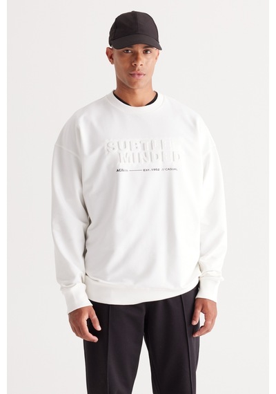 AC&Co / Altınyıldız Classics Erkek Ekru Oversize Bol Kesim Bisiklet Yaka Pamuklu Sweatshirt Ekru AC&Co / Altınyıldız Classics Erkek Ekru Oversize Bol Kesim Bisiklet Yaka Pamuklu Sweatshirt Ekru