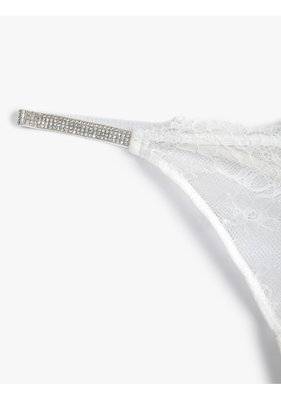 Koton Bridal String Külot Dantelli Parlak Taş Detaylı Ekru 3slk30108mk Ekru