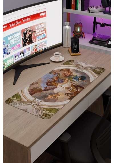 Ortaçağ Sanat Kaymaz Dikişli Kauçuk Oyuncu Mousepad V5 - 70x30 Xl Gaming Mouse Pad Fare Altlığı