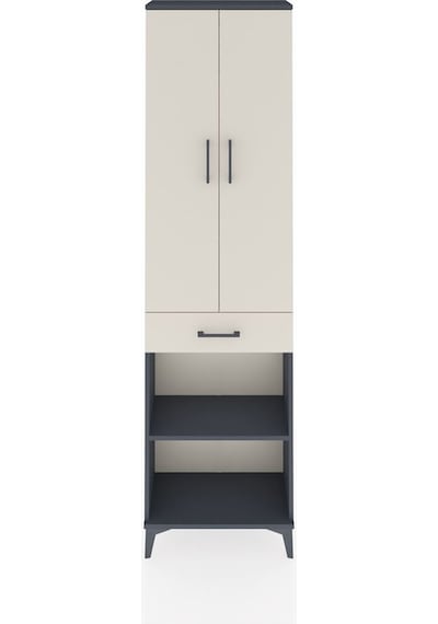 Arges Dolap 3 Raflı Tek Çekmeceli Tek Askılı 60x30x221 Antrasit-aytaşı Antrasit