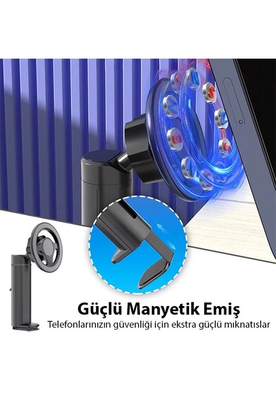 Ally Magsafe Uyumlu Masa Koltuk Klipsli Manyetik Telefon Tutucu- 5775 Siyah