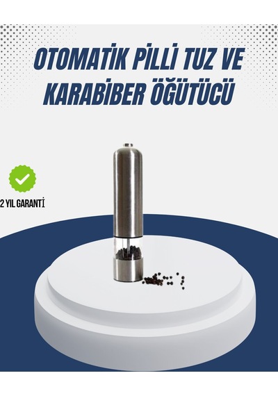 Otomatik Baharat Değirmeni Paslanmaz Gövde Ergonomik Tasarım Gri