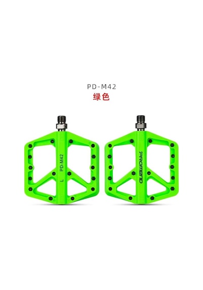 Promend Renkli Platform Pedal Mtb Freeride Kaymaz Rulmanlı Plastik Pedal Ultra Hafif Yeşil Renk
