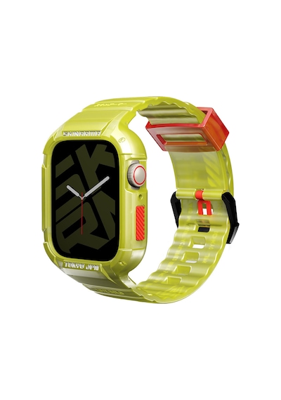 Watch 7 45mm Kordon Skinarma Saido Sert Pc Kasa Koruyuculu Silikon Strap Kayış Sarı