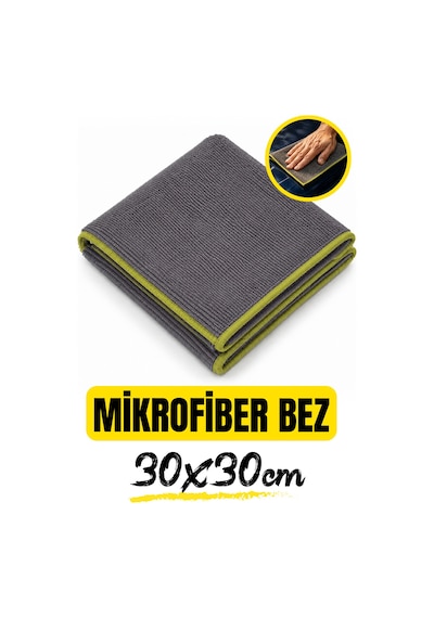 Oto Mikrofiber Yıkama Kurulama Cila Kalın Bez 30 X 30 320 Gsm Gri Renk Araba Temizlik Bezi