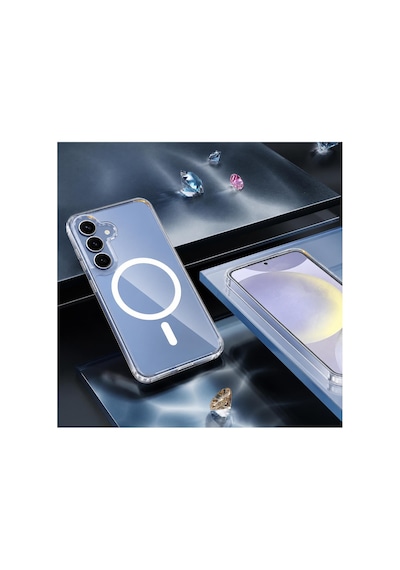 Samsung Galaxy S23 Fe Uyumlu Kılıf Sararmaz Clearmag Kılıf M-safe Uyumlu Şeffaf