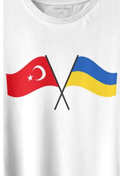 Turkey And Ukraine Türkiye Ve Ukrayna Dostluğu Savaşa Hayır Baskılı Tişört Unisex T-shirt 001