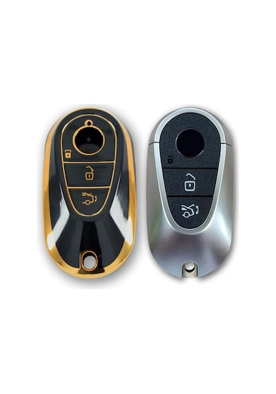 Gma Keys Lüx Mercedes C S Sınıf W206 W223 S350 C260 C300 Nano Anahtar Kılıfı Siyah Gold Renk