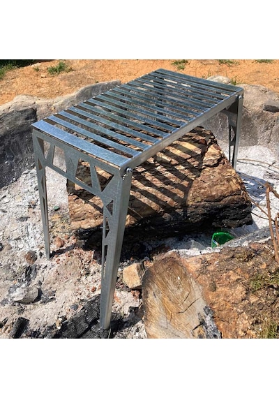 Kamp Ayısı Grillplate Katlanır Ateş Üstü Pişirme Ve Kamp Masası Gri