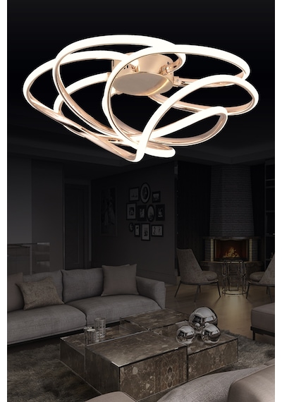 Pl 08 6 Model Gold 3 Renkli Salon Ve Oturma Odası İçin İdeal Alüminyum Avize, 50x25 Gold