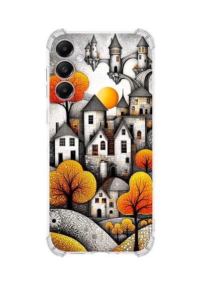 Printify Samsung Galaxy A05s İle Uyumlu Düşlerin Dansı Serisi Göçebe Şatolar Tasarımlı Uv Baskılı Köşe Korumalı Antişok Kılıf Şeffaf