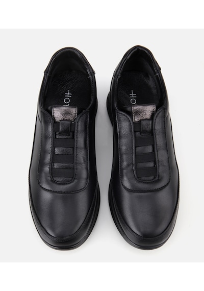 Hotiç Kadın Deri Siyah Lastik Detaylı Dolgu Topuklu Günlük Loafer 01ayh314480a100 01ayh314480a100 Siyah