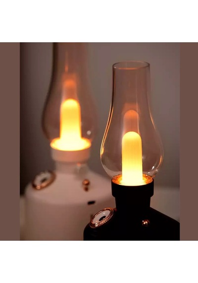 Vilya Vintage Şarjlı Gece Lambası & Hava Nemlendirici Buhar Makinesi Gaz Lambası Retro
