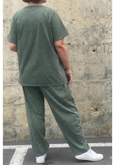Mia Butik Büyük Beden Selenay Haki Pamuklu Takım Haki
