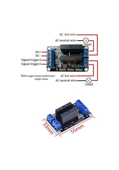 5v-2 Kanal Solid State Röle Kartı Geliştirme Kartlarıyla Uyumlu- Dirençli Sigorta Ile Arduino