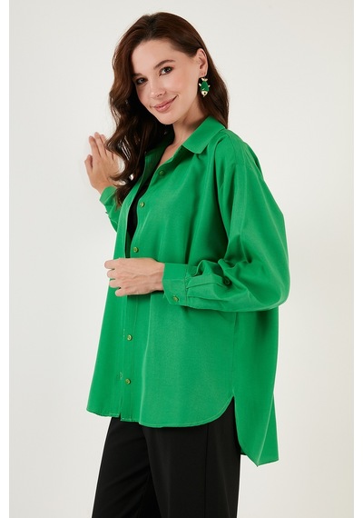 Lela Pamuklu Oversize Dokuma Bayan Gömlek 6234760 Benetton
