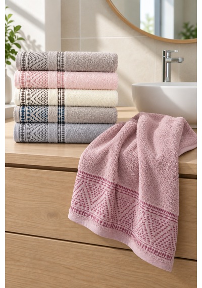Otantik Jakarlı Banyo Havlusu Seti 6 Lı %100 Pamuk 70x140 Cm Çok Renkli