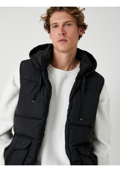 Koton Şişme Yelek Slim Fit Fermuarlı Siyah 5wam20042hw Siyah
