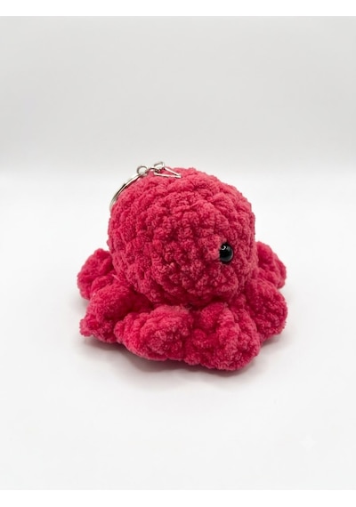 El Örgüsü Amigurumi Ahtapot Anahtarlık - Yumuşak Peluş Tasarım - Pembe Açık Pembe