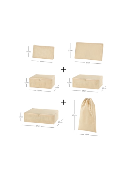 Ocean Home Textile 6'lı Bej Balıksırtı Bavul İçi Düzenleyici Set
