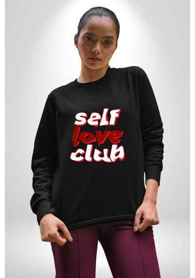 Kendini Sevme Kulübü Sokak Stili Unisex Siyah Sweatshirt Siyah