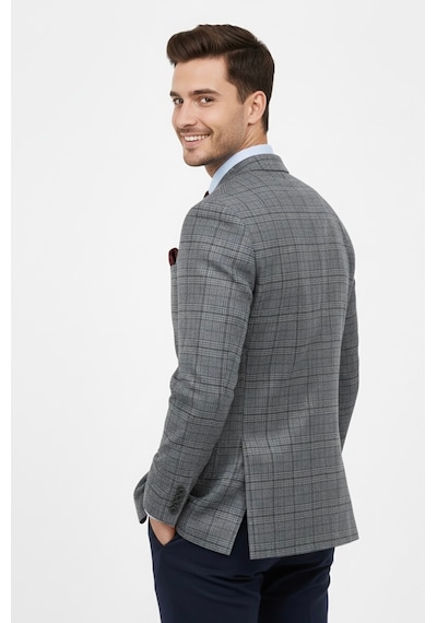 Presto Erkek 6 Drop Slimfit Kareli Ceket Gri 1635-070 Gri