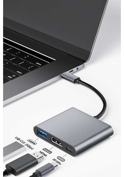 Thentech Type C Gigabit Ethernet Lan Ağ Adaptörü 3 Ü 1 Arada 4k Hdmı Usb Hub Görüntü Çoklayıcı Adaptör Seti