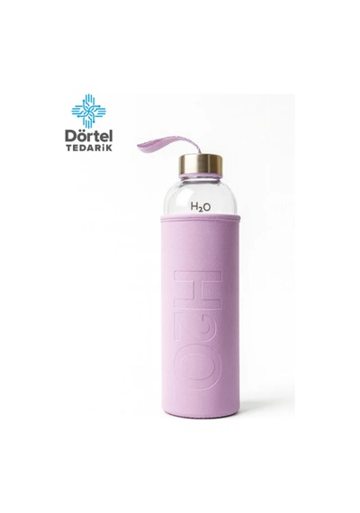 H2o Deri Kılıflı Cam Matara 1000 Ml Mor