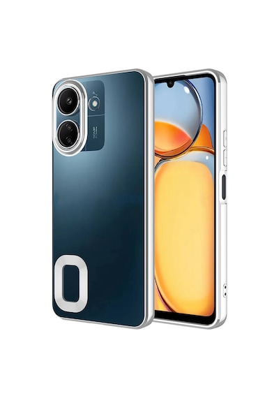 Poco C65 Kılıf Kamera Korumalı Logo Gösteren Zore Omega Kapak-gümüş Gümüş