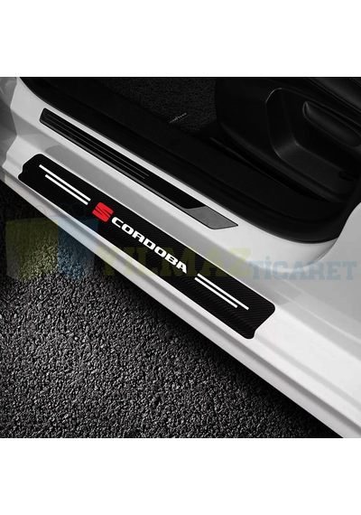 Seat Cordoba Logo Karbon Kapı Eşiği Koruma Oto Sticker 4 Parça