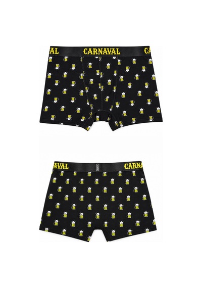 Carnaval Socks Bira Desenli Erkek Boxer Pamuklu Likralı Parlak Lastikli Kutulu Siyah Çoklu