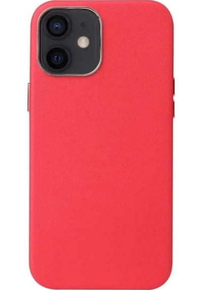 Apple Uyumlu iPhone 12 Mini Kılıf Zore Leathersafe Wireless Kapak Kırmızı