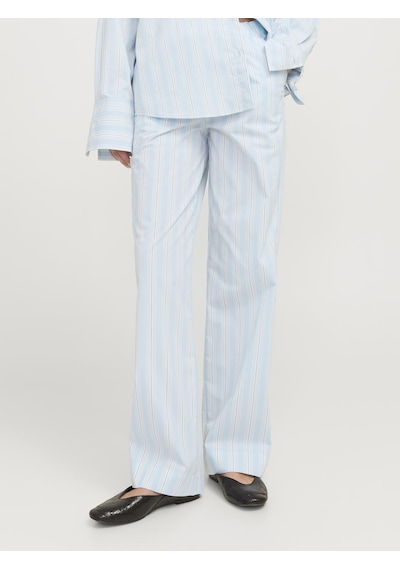 Jack & Jones Kadın Çizgili Poplin Pantolon - Ava - 12269630 Cashmere Blue