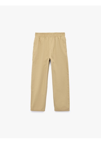 Koton Pamuklu Gabardin Pantolon Beli Lastikli Cepli Deve Tüyü 7wkb40050tw Taba