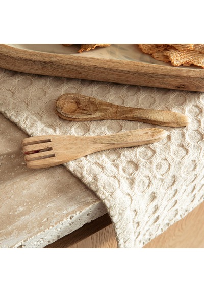 Destını Mutfak Havlusu Ve Çatal Kaşık Seti Natural