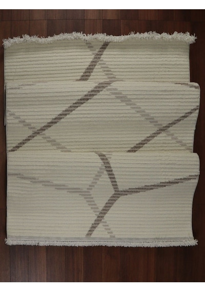 Zara Serisi Krem Vizon Geometrik Desenli Modern Halı Gf711 Çok Renkli