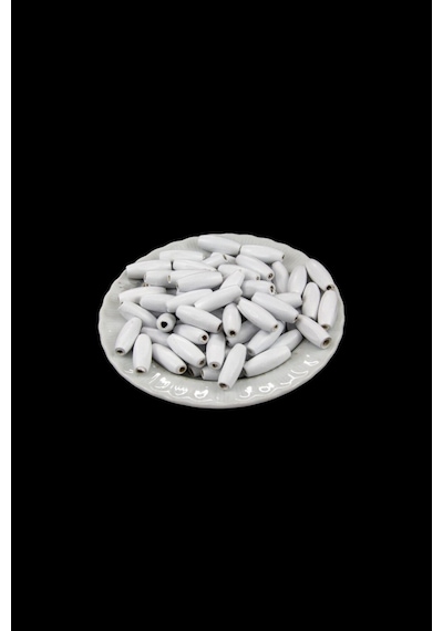 12 Mm Arpa Beyaz 22x6 Mm Ahşap Boncuk 35 Gr 70 Adet