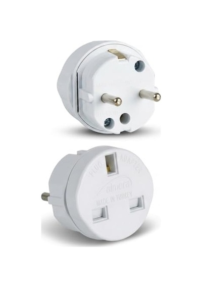 İngiliz Priz Adaptörü, Uk Fiş Dönüştürücü, Topraklı Seyahat Adaptörü Türkiye Tipi Cihazlar İçin 3500w Güç, Tse & Ce Sertifikalı Yanmaz Gövde - İngiltere Dubai Hong Kong Singapur  Almera