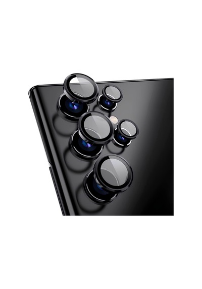 Ennar Samsung Uyumlu Galaxy S24 Ultra Metal Çerçeveli Kamera Tam Koruma Lensi Siyah