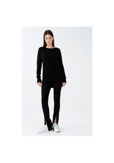 Fashion Friends Bisiklet Yaka Düz Siyah Kadın Kazak 22k0252k1