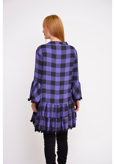 Park Moda Ekose Midi Elbise Mor